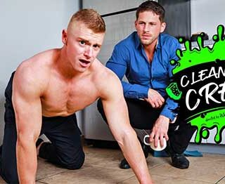 Roman Todd is working late and keeping himself together with a ton of coffee... that he drops on the janitor, Alex Tanner. He gets his jumpsuit off and Roman likes what he sees.