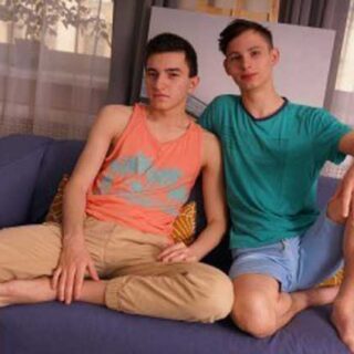 Our two horny twinks, Alpan Stone and Rimi Morty, have been walking the beach checking out hot guys, and they are worked up and ready to fuck. They sit down on the sofa, and kiss passionately.