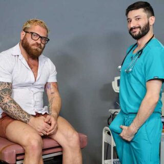 Riley Mitchel goes to the doctor for a sore throat, he has trouble swallowing and it's driving him crazy. Scott DeMarco does a series of routine test and suggest a more experimental approach by opening his throat with his cock.